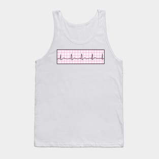 Hand Drawn Normal Electrocardiogram Pink Tank Top